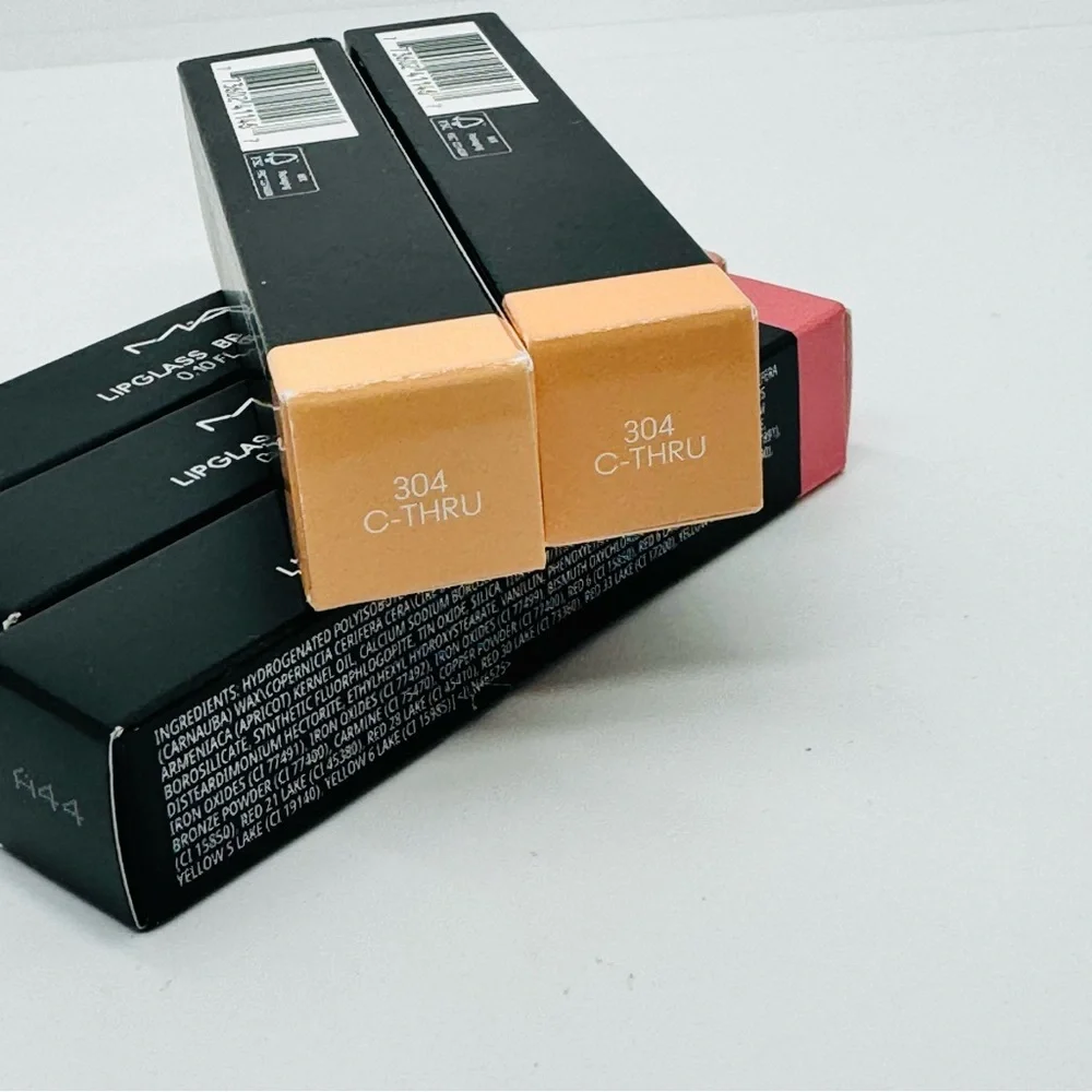 MAC Cosmetics Lipglass C-Thru Peachy Beige Shimmer Brand New in Box Authentic